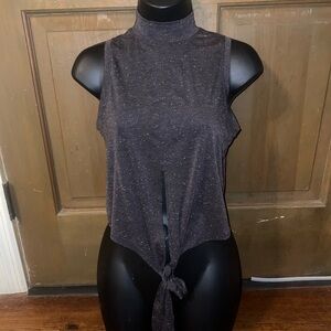 LAST CALL Lululemon Athletica Mock Neck Black Tie-Front Yoga Tank Top Size 2